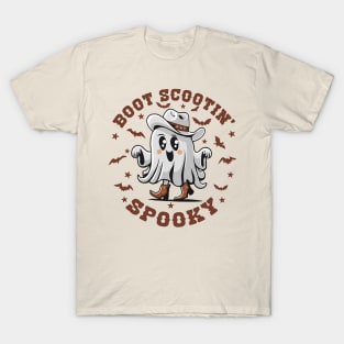 Cute Boot Scootin' Spooky Halloween Ghost Kid's Girls Halloween Western Country T-Shirt